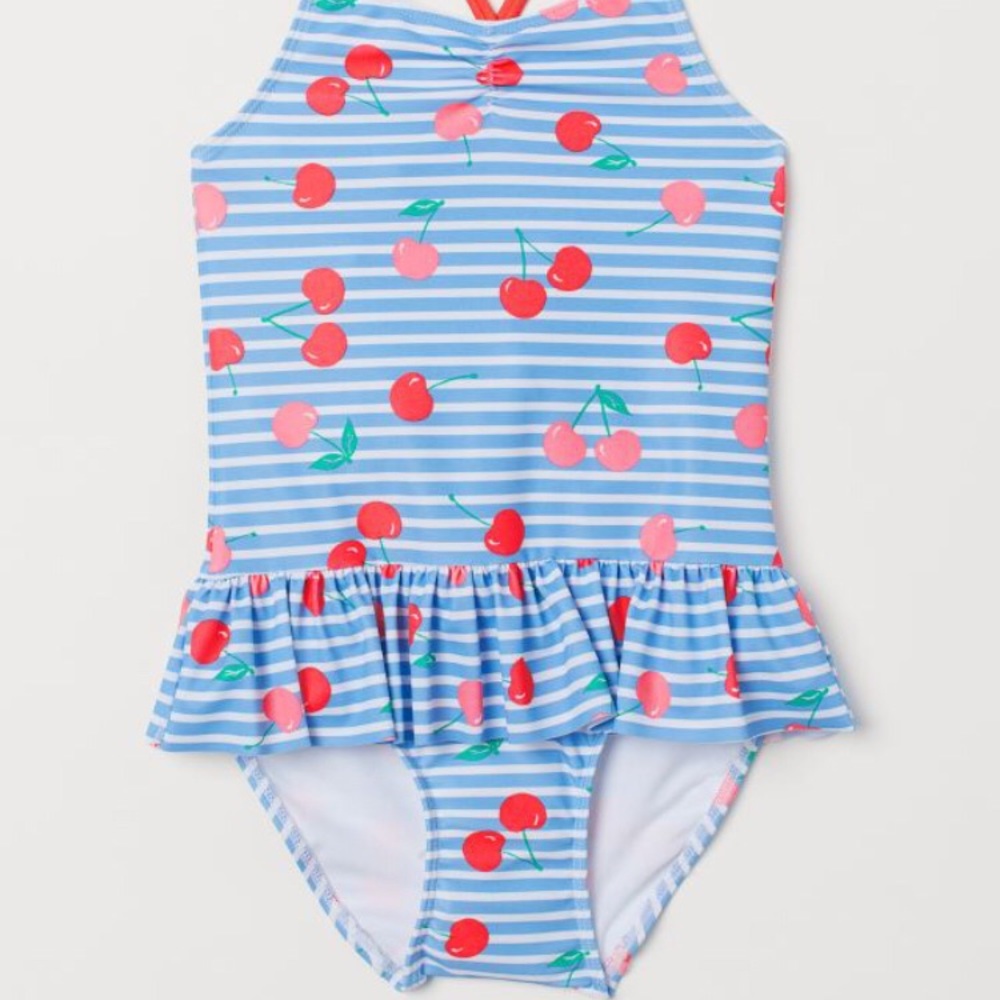 🍒 🩱🏊‍♂️Cherry print striped bathing suit🏊‍♂️🩱🍒